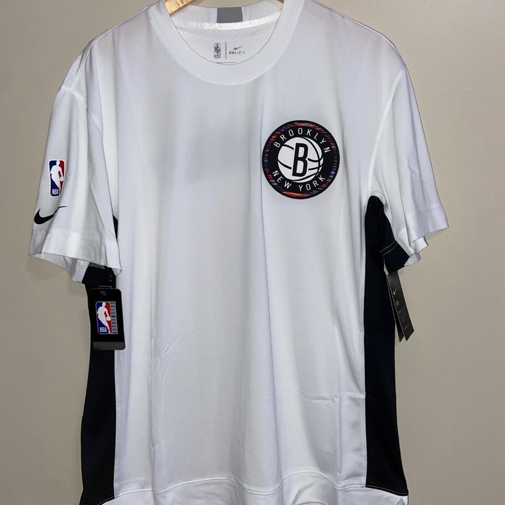 Nike NBA Brooklyn Nets Team Issued On-Court Shooting Warm Up Shirt L CJ0081-100